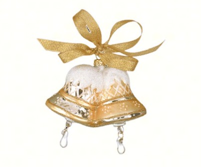 COBANEB253 - Margaret Cobane Hand Blown Glass Merry Bells Gold Ornament