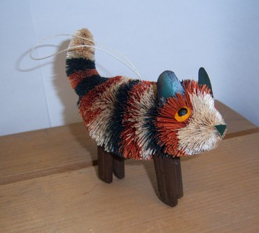 BRUSHOR106 - BrushArt Eco-Friendly, Buri Posable, Kitten Standing Calico Ornament