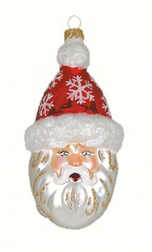 COBANEC269 - Margaret Cobane Hand Blown Glass Snowflake Santa Red Ornament