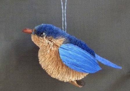BRUSHOR27B - BrushArt Ornament, Eco-Friendly, Posable, Bluebird Animal