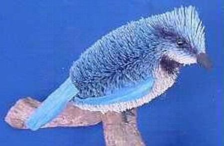 BRUSH111 - BrushArt Animals | Eco-Friendly, Buri Posable, Tabletop Blue Jay 5 inch with Branch