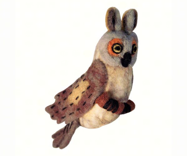 DZI483031 - Great Horned Owl Wild Woolies Felted Wool Ornament