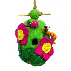 DZI484087 - Raspberry Caterpillar Felt Birdhouse