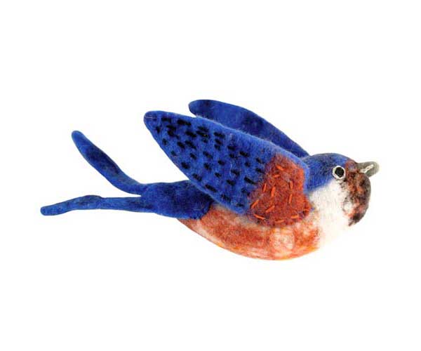 DZI483015 - Barn Swallow Wild Woolie Felted Wool Ornament