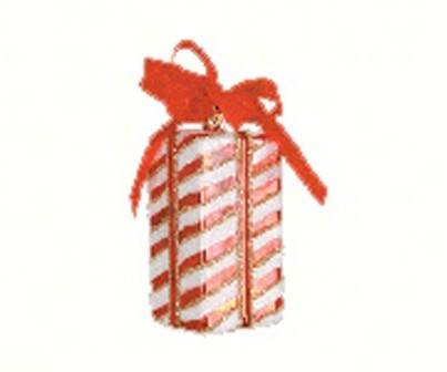 COBANEB278 - Margaret Cobane Hand Blown Glass Xmas Surprise TL Stripes  Ornament