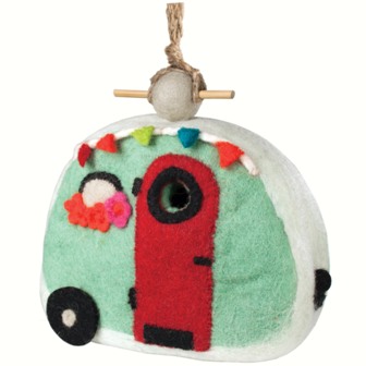 DZI484069 - Wild Woolie Retro Camper Felt Birdhouse