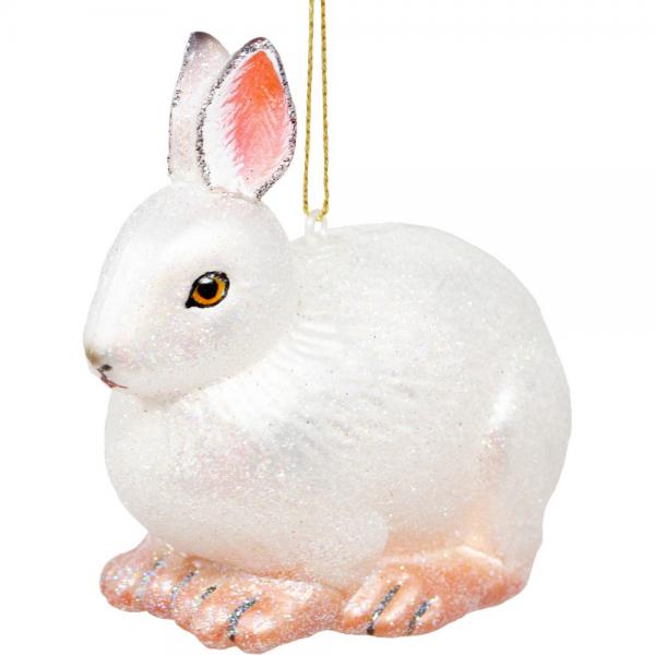COBANED456 - Margaret Cobane Hand Blown Glass Snowshoe Hare Ornament