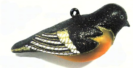 cobaneC378 - Margaret Cobane Hand Blown Glass Christmas Baltimore Oriole Ornament