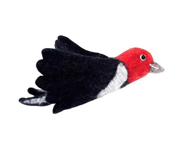 DZI483013 - Woodpecker Wild Woolie Felted Wool Ornament