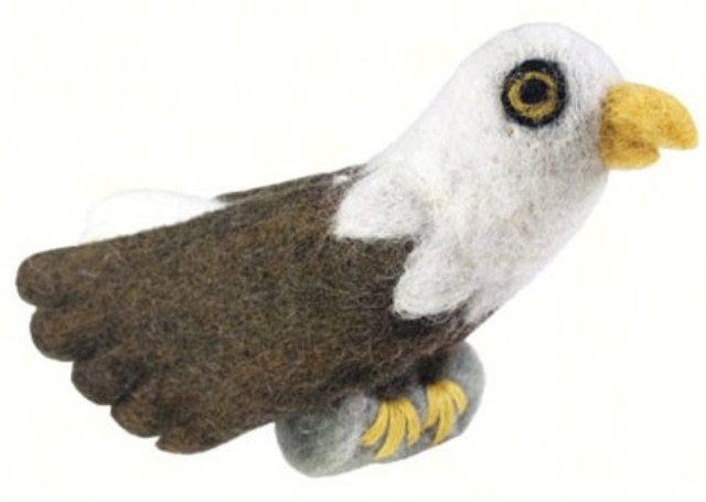 DZI483033 - Bald Eagle Wild Woolie Felted Wool Ornament