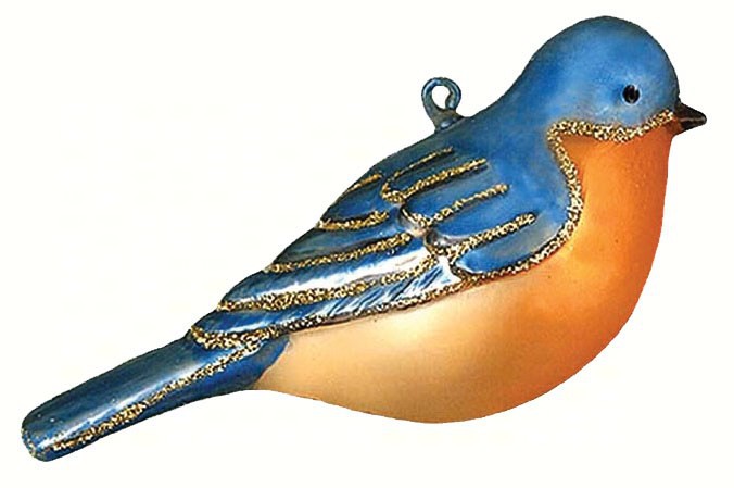COBANEC233 - Margaret Cobane Hand Blown Glass Christmas Bluebird Ornaments