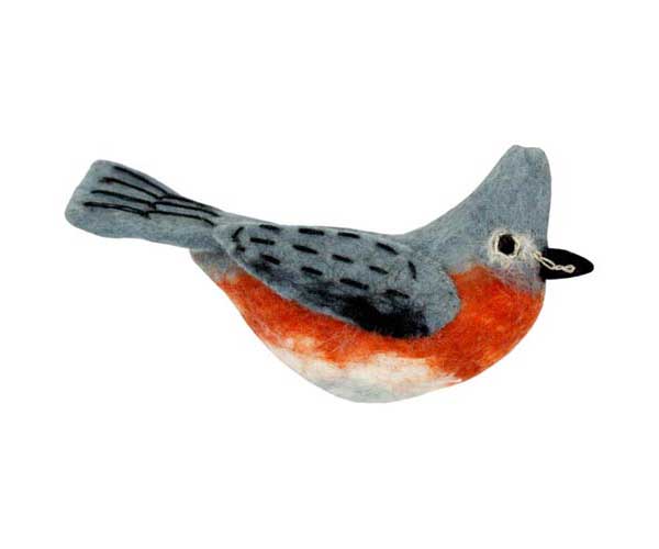 DZI483009 - Tufted Titmouse Wild Woolie Felted Wool Ornament