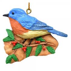 SEFWC138 - Fisher Wildlife Bird Ornaments Bluebird with Holly