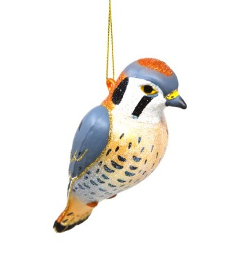 COBANED443 - Margaret Cobane Hand Blown Glass American Kestrel Ornament