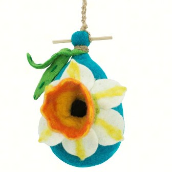 DZI484034 - Wild Woolie Daffodil Felt Birdhouse