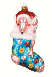 COBANEC123 - Margaret Cobane Hand Blown Glass Flamingo stocking stuffers Blue  Ornament