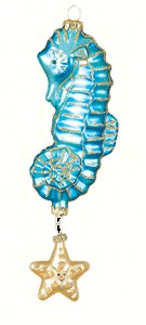 COBANEC104 - Margaret Cobane Hand Blown Glass Twinkle Seahorse Blue Ornament