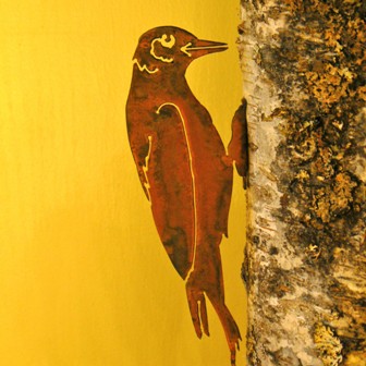 ELEGANTB724 - Woodpecker Elegant Garden Designs Steel Bird Silhouettes