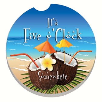 CART12777 - Five O'Clock Coconuts Car Coaster