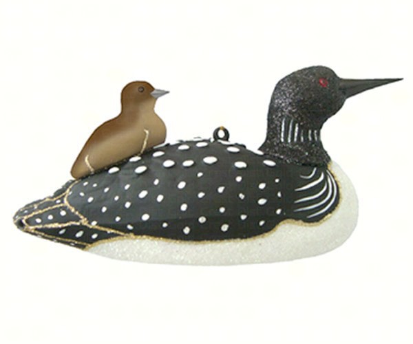 COBANEE380 - Margaret Cobane Hand Blown Glass Loon with Baby Ornament
