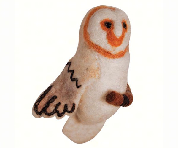 DZI483030 - Barn Owl Wild Woolies Felted Wool Ornament