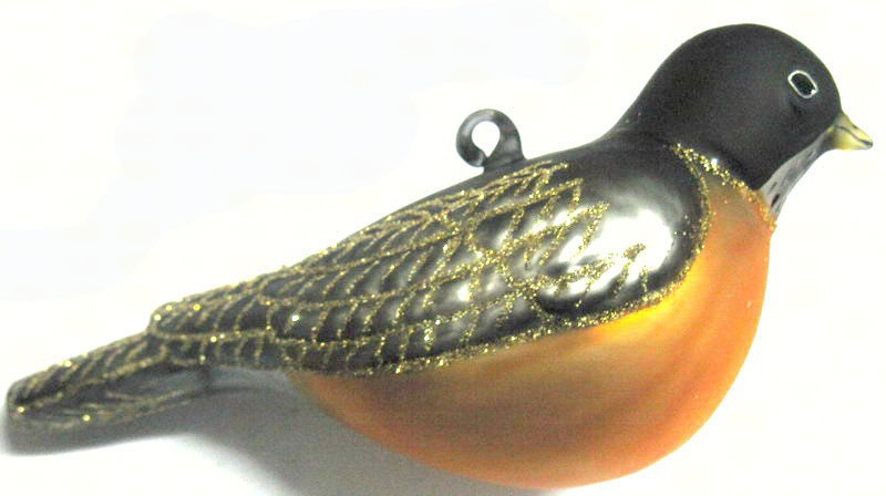 cobaneC377 - Margaret Cobane Hand Blown Glass Christmas Robin Ornament
