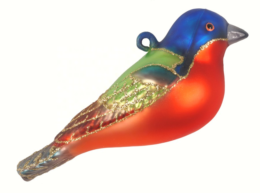 cobaneC382 - Margaret Cobane Hand Blown Glass Christmas Painted Bunting Ornament