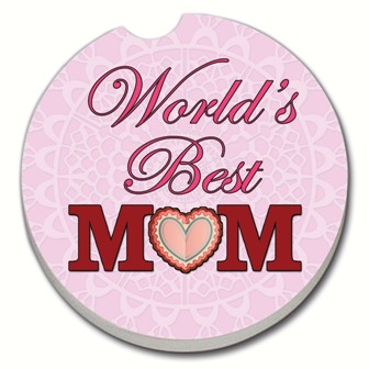CART08760 - World's Best Mom Pink Car Coaster