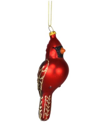 COBANEC449 - Margaret Cobane Hand Blown Glass Male Cardinal Perching Ornament