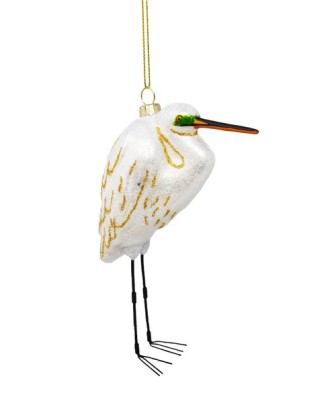COBANED445 - Margaret Cobane Hand Blown Glass White Egret Ornament