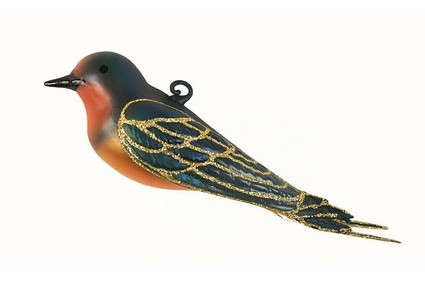 COBANEC427 - Margaret Cobane Hand Blown Glass Barn Swallow Ornament