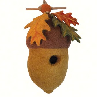 DZI484042 - Wild Woolie Pin Oak Acorn Felt Birdhouse