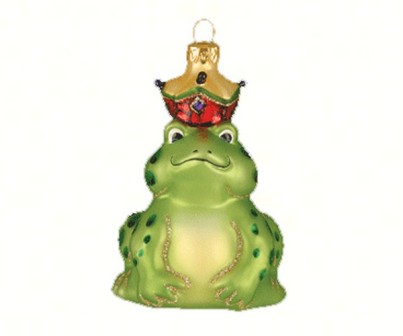 COBANEA219 - Margaret Cobane Hand Blown Glass Frog Prince Ornament