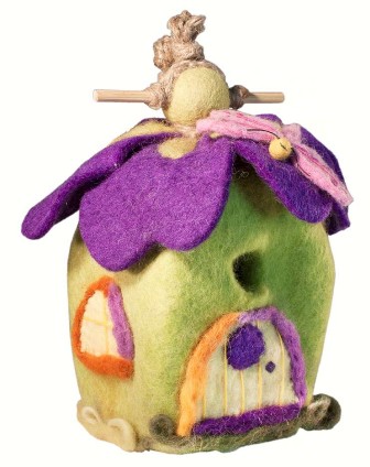 DZI484060 - Wild Woolie Pixie House Felt Birdhouse