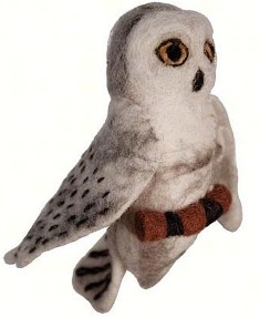 DZI483032 - Snowy Owl Wild Woolie Felted Wool Ornament