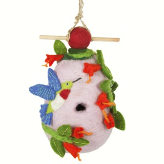 DZI484054 - Hummingbird Wild Woolies Felt Birdhouses