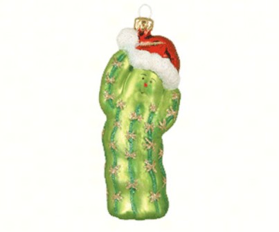 COBANEB232 - Margaret Cobane Hand Blown Glass Christmas Cactus 2 Ornament