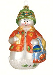 COBANEC240 - Margaret Cobane Hand Blown Glass Beachy Snow Guy Ornament