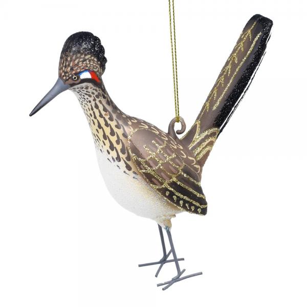 COBANED453 - Margaret Cobane Hand Blown Glass Great Roadrunner Ornament