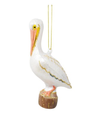 COBANED442 - Margaret Cobane Hand Blown Glass White Pelican Ornament