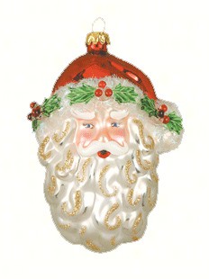 COBANEC201 - Margaret Cobane Hand Blown Glass Holly Berry Santa Ornament