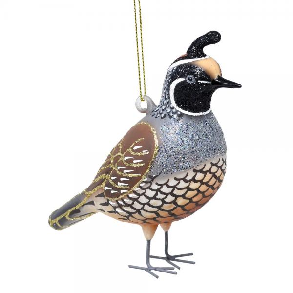 COBANED452 - Margaret Cobane Hand Blown Glass California Quail Ornament