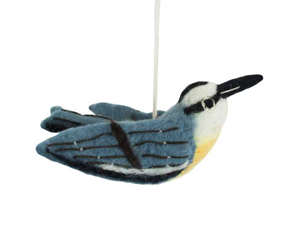 DZI483018 - Nuthatch Wild Woolie Felted Wool Ornament