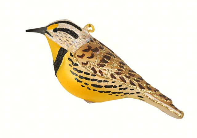 COBANEC424 - Margaret Cobane Hand Painted Meadowlark Glass Ornament