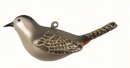 COBANEC430 - Margaret Cobane Hand Blown Glass Gray Catbird Ornament