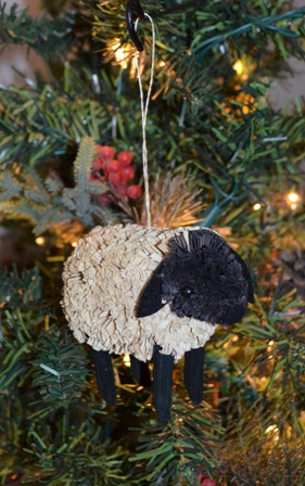 BRUSHOR40R - BrushArt Ornament, Eco-Friendly, Buri Posable, Lamb Raffia Animal
