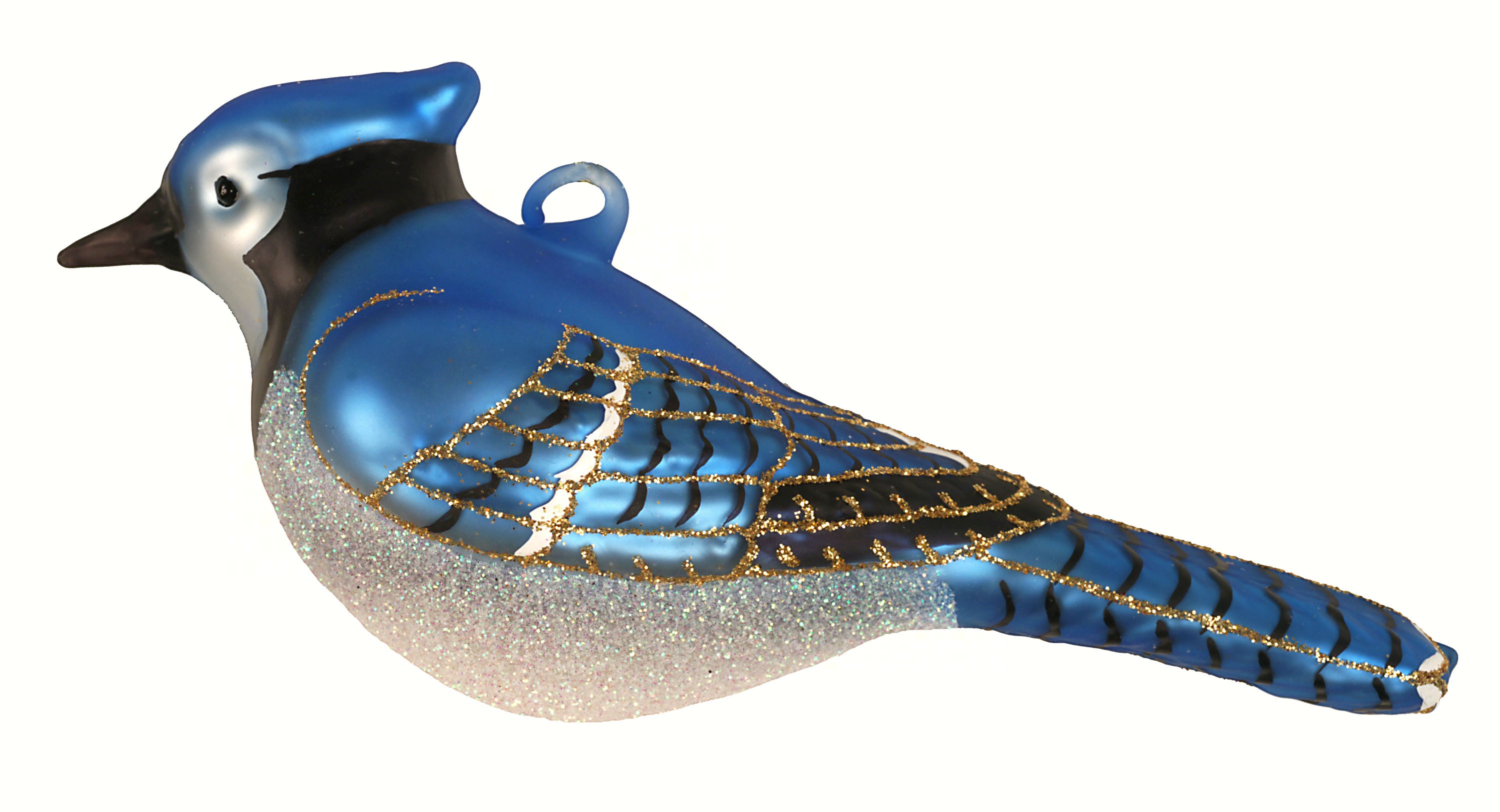 COBANEC406 - Margaret Cobane Hand Blown Glass Christmas Blue Jay Ornament