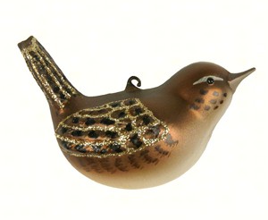 COBANEC396 - Margaret Cobane Hand Blown Glass House Wren Ornament