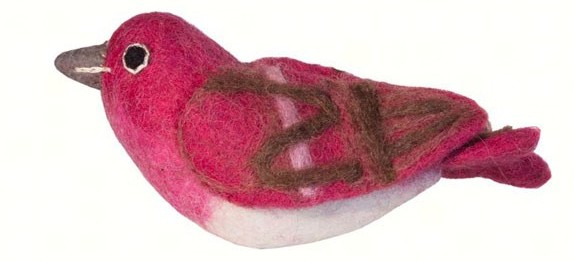 DZI483037 - Purple Finch Wild Woolie Felted Wool Ornament