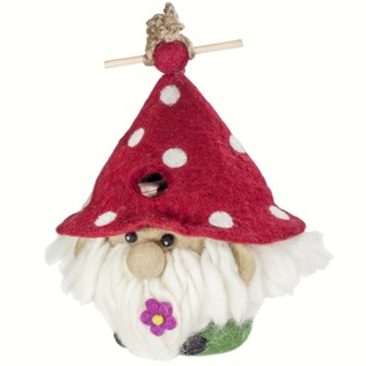 DZI484070 - Wild Woolie Garden Gnome Felt Birdhouse